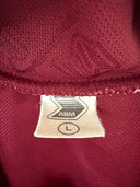 Maroon soccer jersey collar with ABM size label (L)