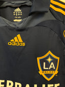 Adidas LA Galaxy away shirt front with adidas logo and LA Galaxy crest.