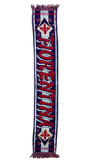Fiorentina scarf, blue with red white lettering, crest and purple fringed ends