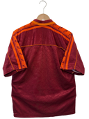 AS Roma home football shirt back view with orange collar and Asics branding