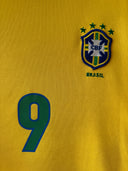 Brazil home soccer shirt front with CBF crest and number 9
