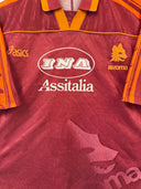 AS Roma home football shirt chest logos: INAS and Assitalia with asroma crest