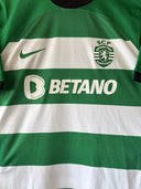 Sporting CP home football shirt, green-and-white stripes, BETANO sponsor and Nike logo