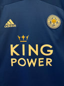 Blue home football shirt front with adidas logo, club crest, and KING POWER sponsor