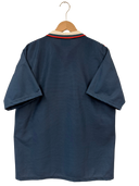 Navy Wales away football shirt, back view with red collar stripe