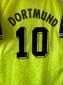 Lime yellow home soccer jersey with large black '10' number on the front