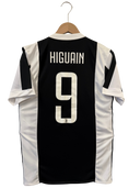 Juventus home football shirt back view with HIGUAIN name and large white number 9