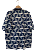 Navy football shirt back with geometric triangle pattern and crew neck collar