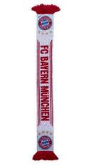 FC Bayern München scarf, white with red stripes, club crest, and red fringe