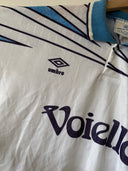 Napoli away football shirt front panel with Umbro logo and Voicello lettering