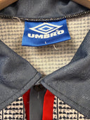 Football shirt collar with Umbro logo and blue/red trim