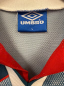 Navy Wales away football shirt, Umbro size L label at neckline