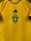 Sweden 2022 Home Shirt Adidas HD9423 Football Shirt | Close-up